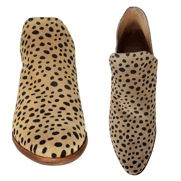 New dolce vita kasper suede leopard print slip on block heel western ankle boots - Picture 9 of 15